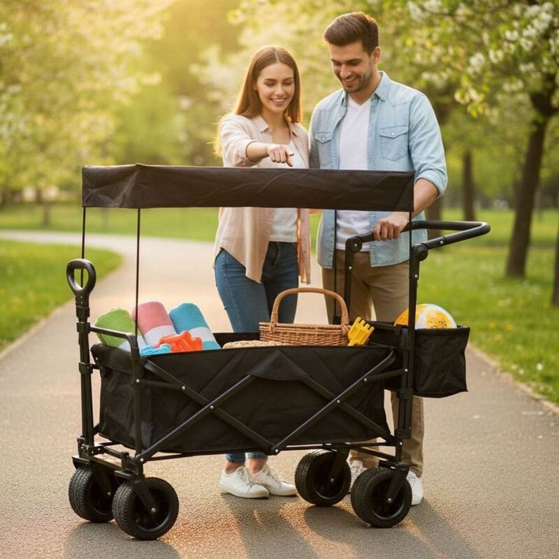 Carrito Vag&oacute;n Plegable con Ruedas,Techo, Frenos... image number null
