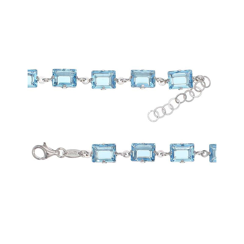 Pulsera De Plata 925 Con Zirconias Azules (17 +... image number null