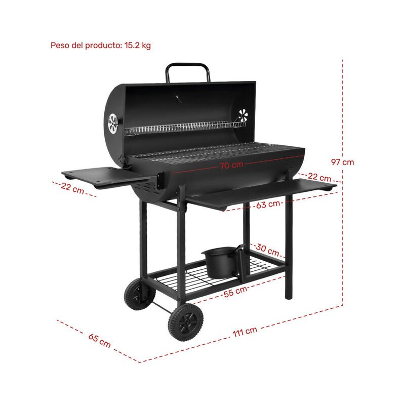 Asador Carb&oacute;n Ahumador Parrilla 70cm Mesa Front... image number null