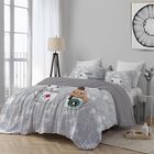 Set Edred&oacute;n Matrimonial Queen Polo One Conejitos 3 Pzas Gris