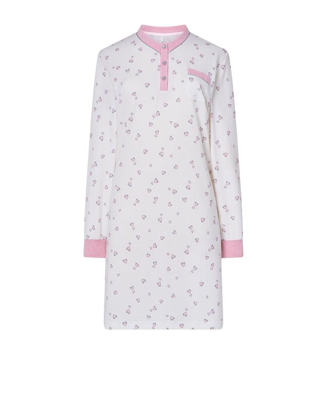 Camis&oacute;n Largo con Estampado de Corazones Rosa image number null