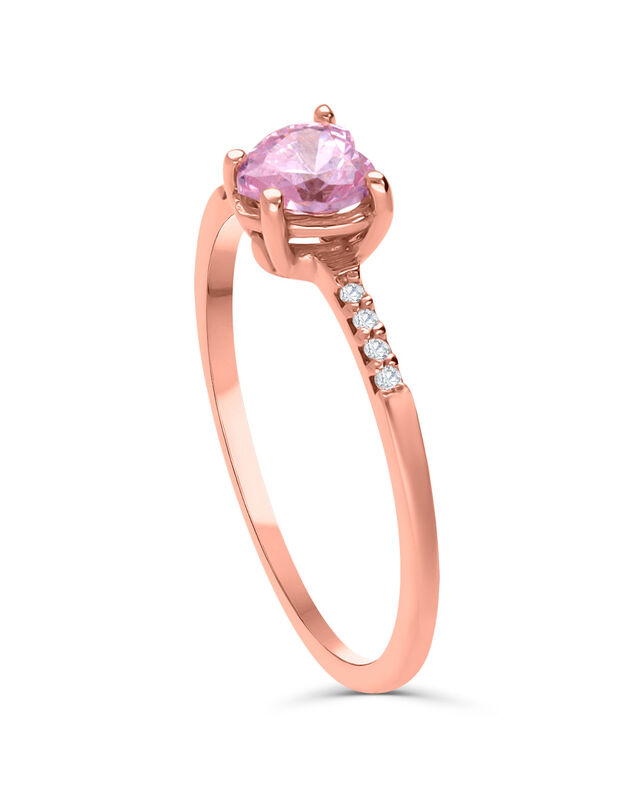 Anillo En Oro Rosa 14k Con Zirconia Coraz&oacute;n Ros... image number null
