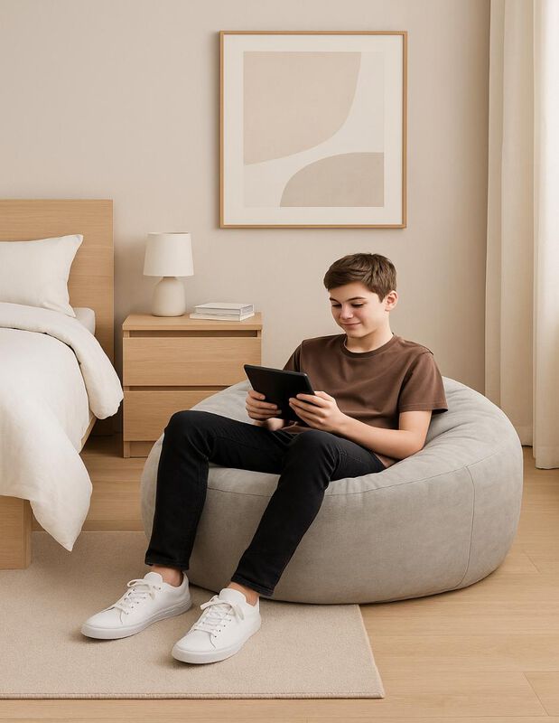 Puff Sill&oacute;n Roma Gris, Suave y Estructura Liger... image number null