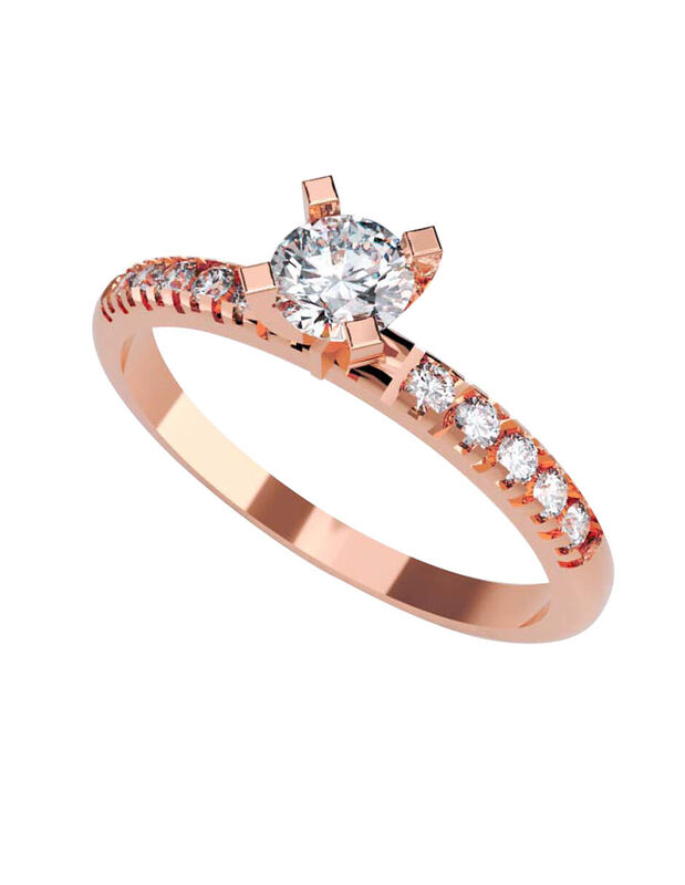 Anillo de Compromiso en Oro Rosa  de 10K con Ci... image number null