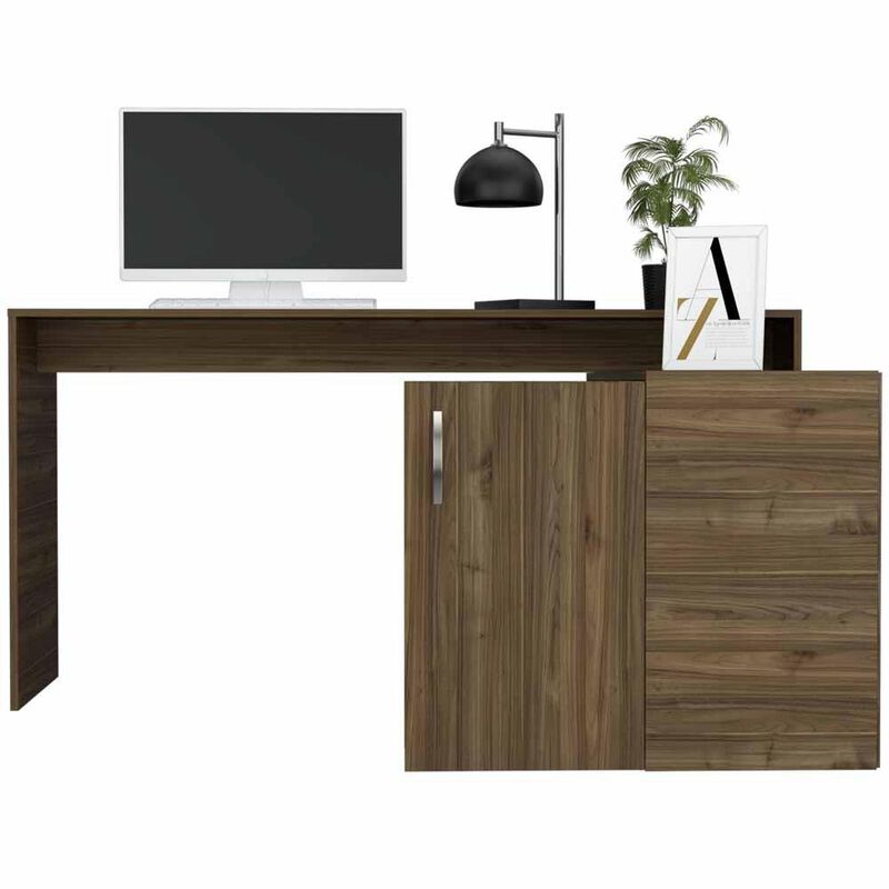 Escritorio En L Mosc&uacute;, Casta&ntilde;o, Con Un Caj&oacute;n Vi... image number null