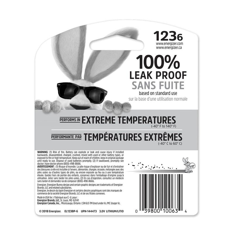Pila Energizer 123 Blister 6 Unidades 3v image number null