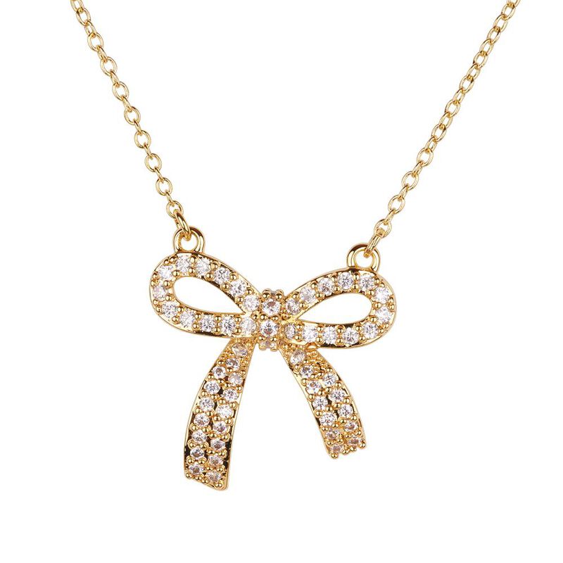 Collar Mujer Oro 14k Zirconias Mo&ntilde;o Coquette Re... image number null