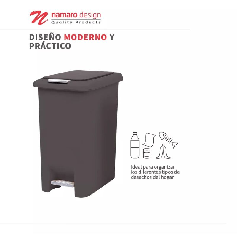 Basurero Con Doble Mecanismo 45l Gris Namaro De... image number null