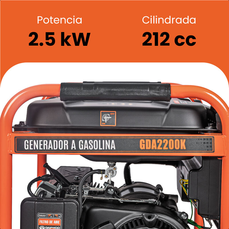 DAEWOO Generador port&aacute;til 2.5 kW 212CC 15L Regu... image number null