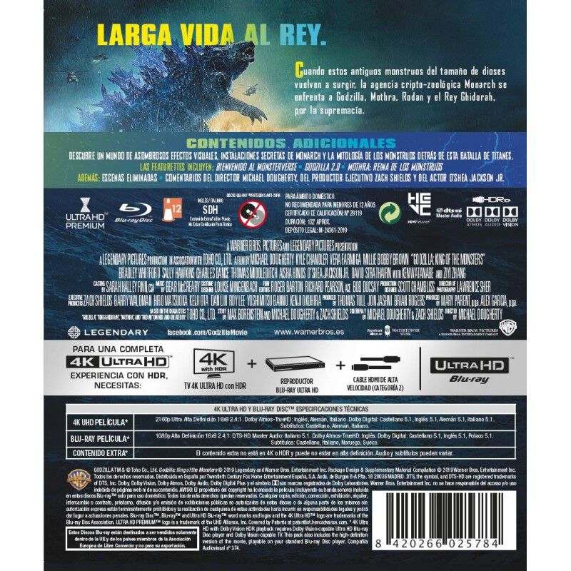 Godzilla: Rey De Los Monstruos Blu-ray Uhd 4k [... image number null