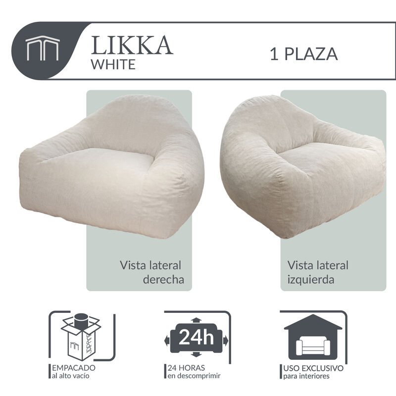 Sill&oacute;n Espuma Alta densidad LIKKA White 1 plaza... image number null