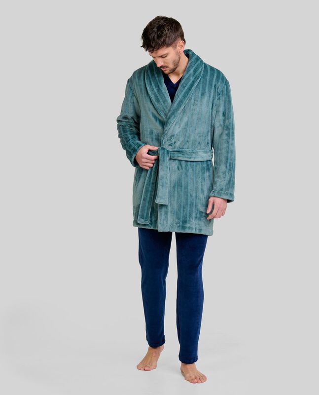 Bata Corta Jacquard a Rayas Verde image number null