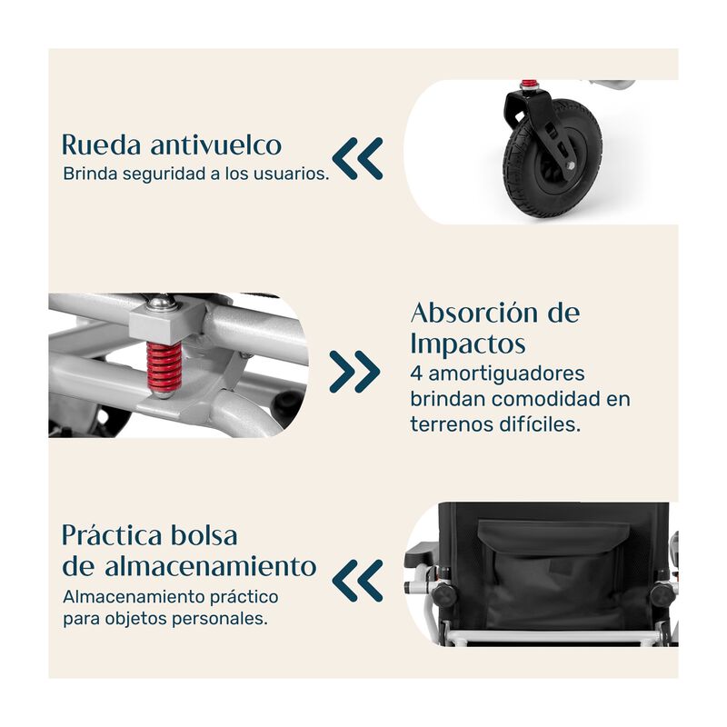 Silla Ruedas El&eacute;ctrica Plegable Acero Controlad... image number null