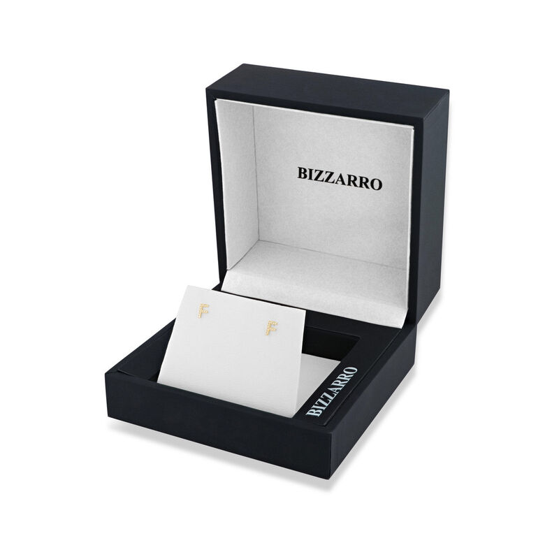 Broqueles De Oro Amarillo (Letra F) 14K Con 4Pt... image number null