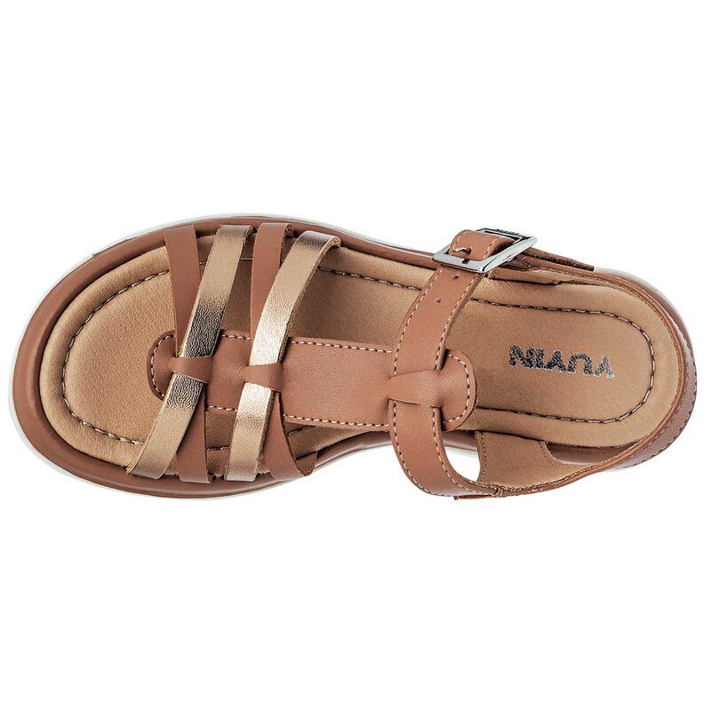 Yuyin Sandalia para ni&ntilde;a camel dorado rosa image number null