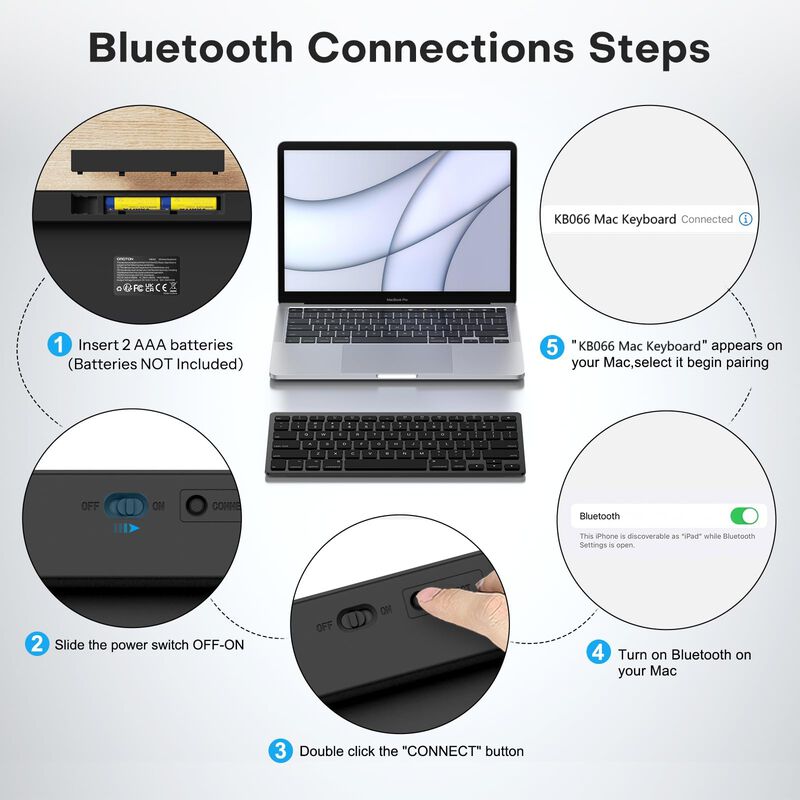 Teclado Bluetooth Omoton Compatible Con Mac Neg... image number null