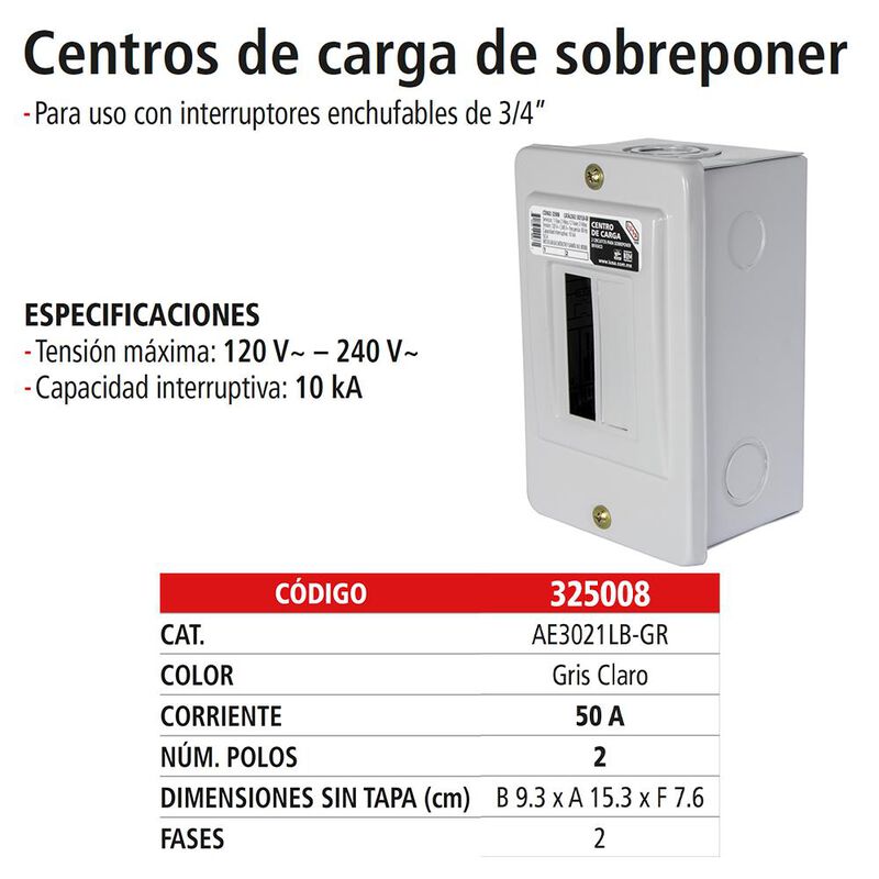 Centro de Carga de Sobreponer IUSA 2 polos image number null