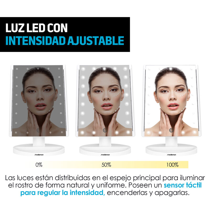 Espejo Para Maquillaje Con Aumentos Y Luz Led A... image number null