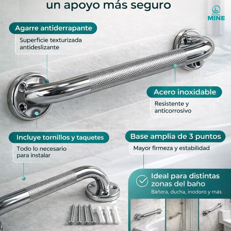 Barra Seguridad Ba&ntilde;o 18" (46cm) Acero Inoxidabl... image number null