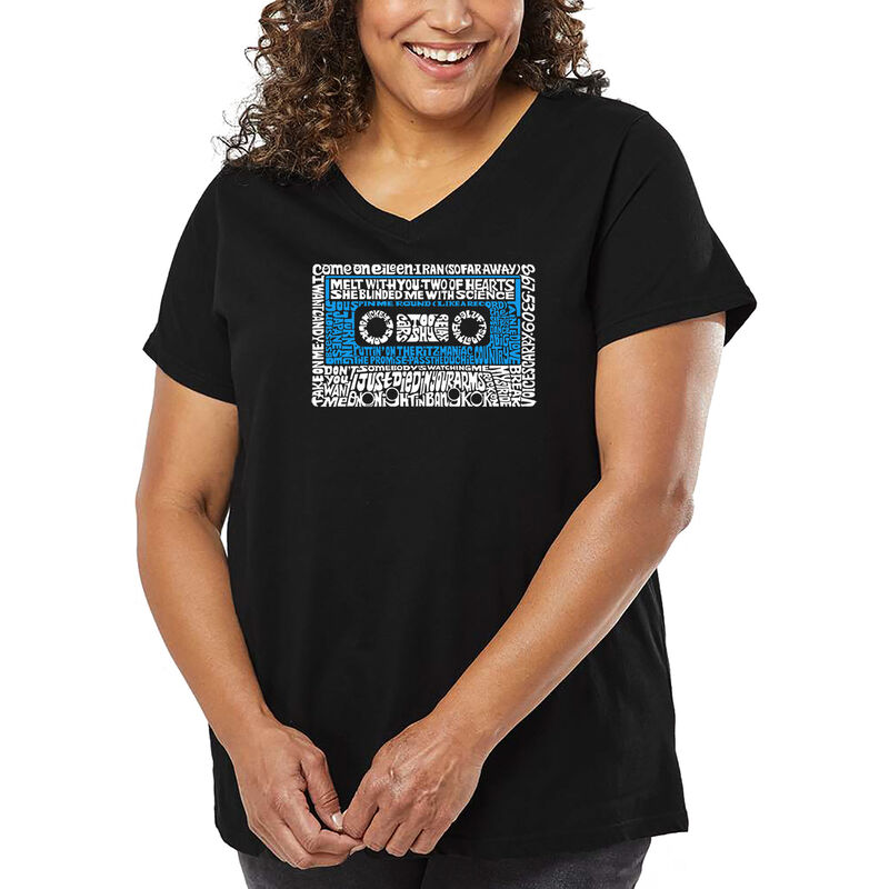 Camiseta De Talla Grande Cuello En V Word Art P... image number null