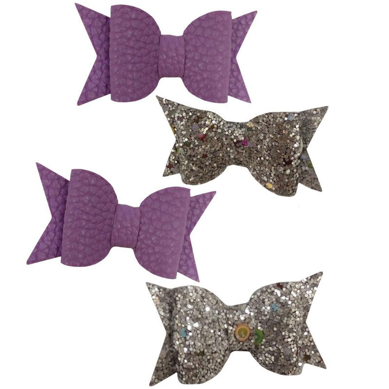 Mini Mo&ntilde;os Para Cabello Lavanda Gris Glitter 2 ... image number null