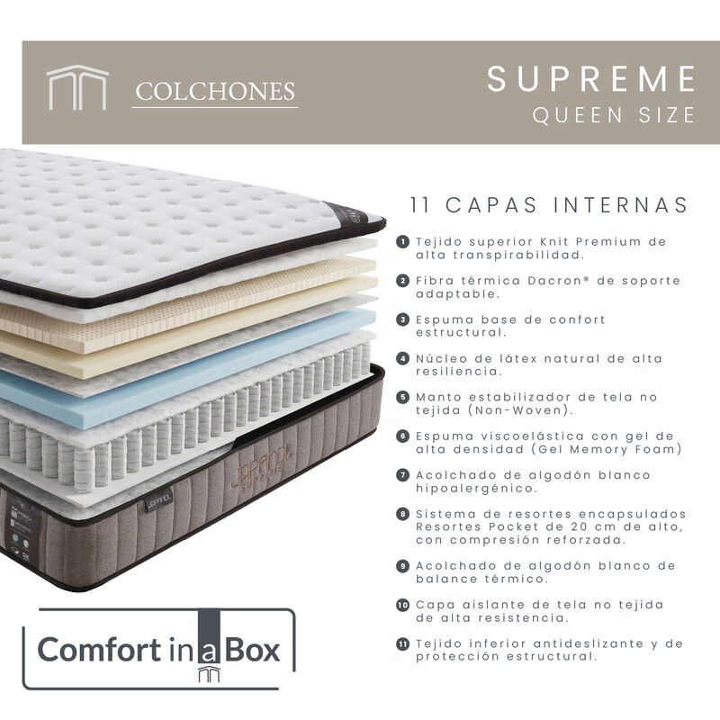Colch&oacute;n Queen Size Japandi Supreme Memory Foam ... image number null