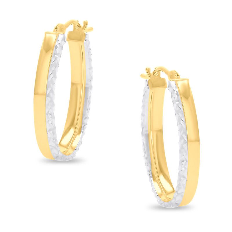 Arracadas Ovaladas De Oro Amarillo Y Blanco 14k... image number null