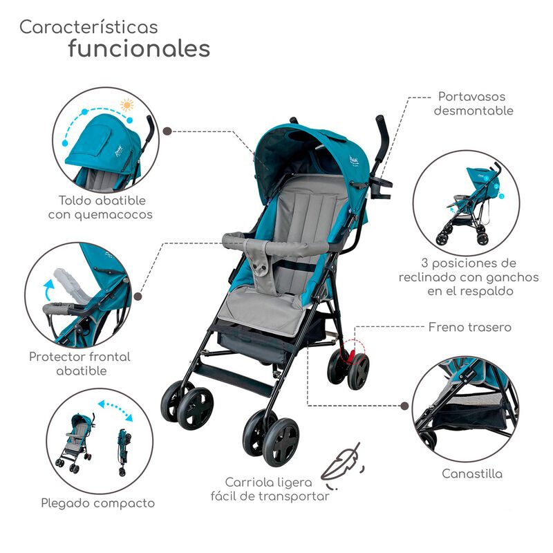 Carriola Plegable con Reclinado y Toldo Carri D... image number null