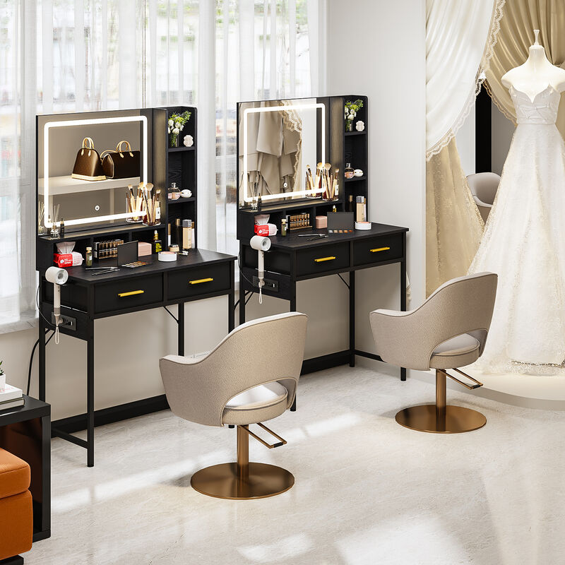 Tocador Maquillaje Negro con Espejo LED image number null