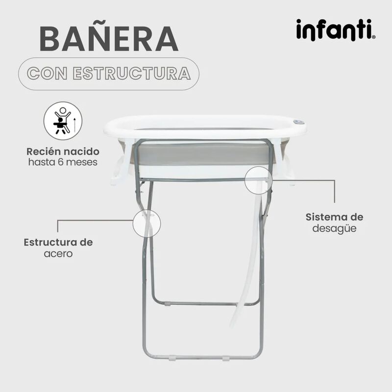 Ba&ntilde;era Plegable Con Soporte y Sistema de Desag&uuml;... image number null