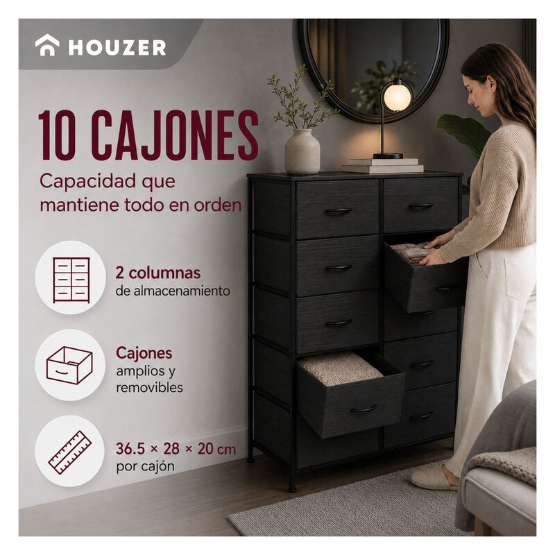 Comoda 10 Cajones Estructura Acero Cajonera Org... image number null