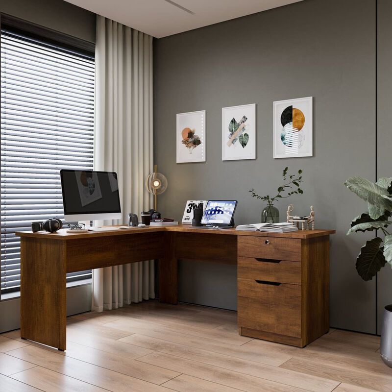 Escritorio en L  Denver,  3 Cajones Minimalista... image number null