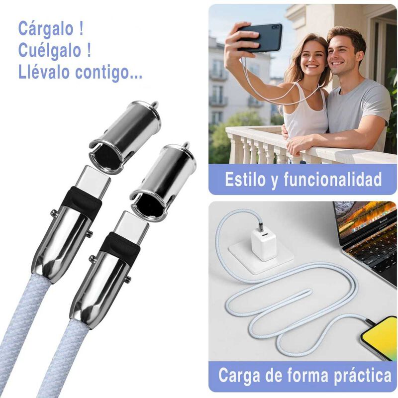 Cable Datos Correa Mybat 2en1 Az Usb-c A Usb-c ... image number null