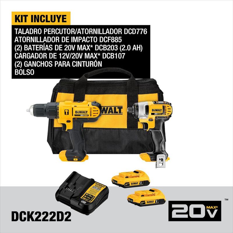 Combo Dewalt Dck222d2 Rotomartillo Dcd776 + Imp... image number null