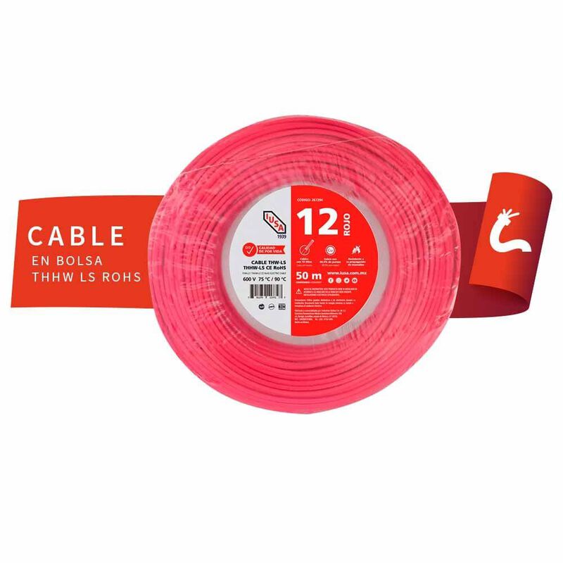 Cable Thhw-ls Rohs Calibre 12 Awg Rojo 50m image number null