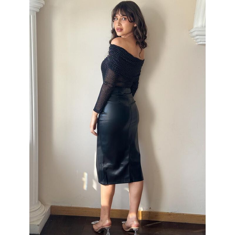 Maxi falda de vinipiel image number null