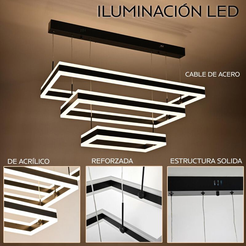 Candil De Led Suspendido 3 Rect&aacute;ngulos image number null