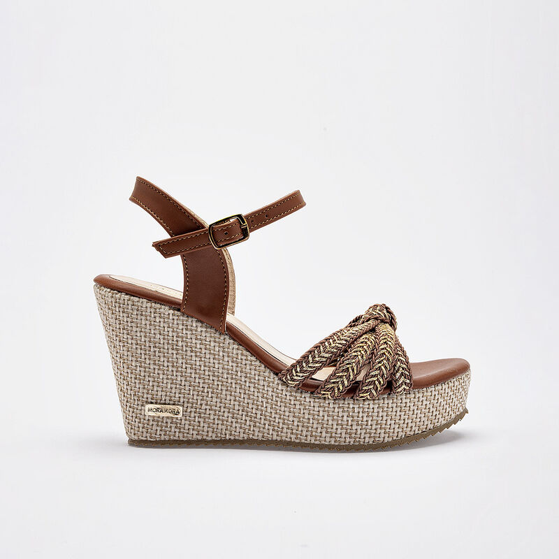Moramora sandalia cu&ntilde;a para mujer camel dorado ... image number null