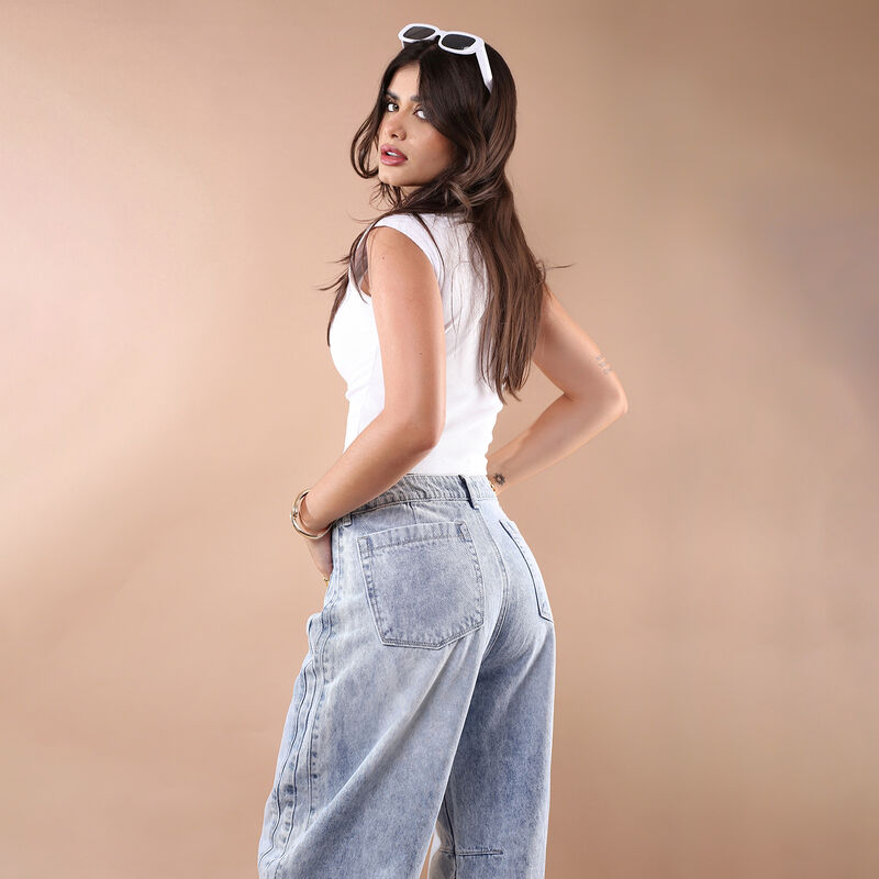 Jeans Barrel Fit Azul Claro Mujer Sb4546 image number null