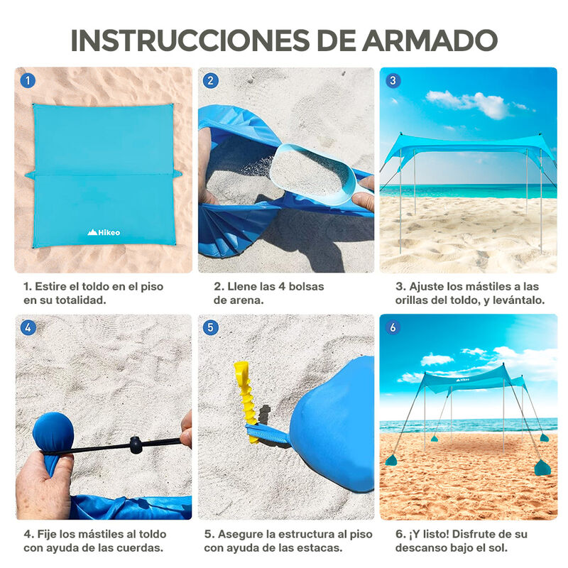 Toldo para Playa Portatil Carpa Plegable Resist... image number null