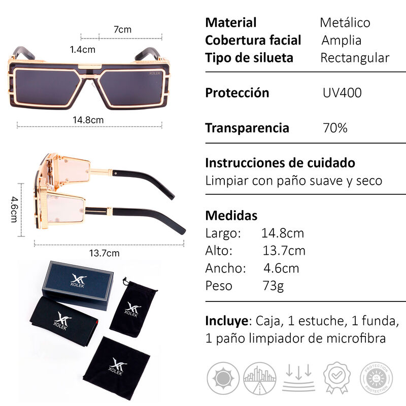 Lentes De Sol Xolek 134 Moda Met&aacute;lico Uv400 image number null