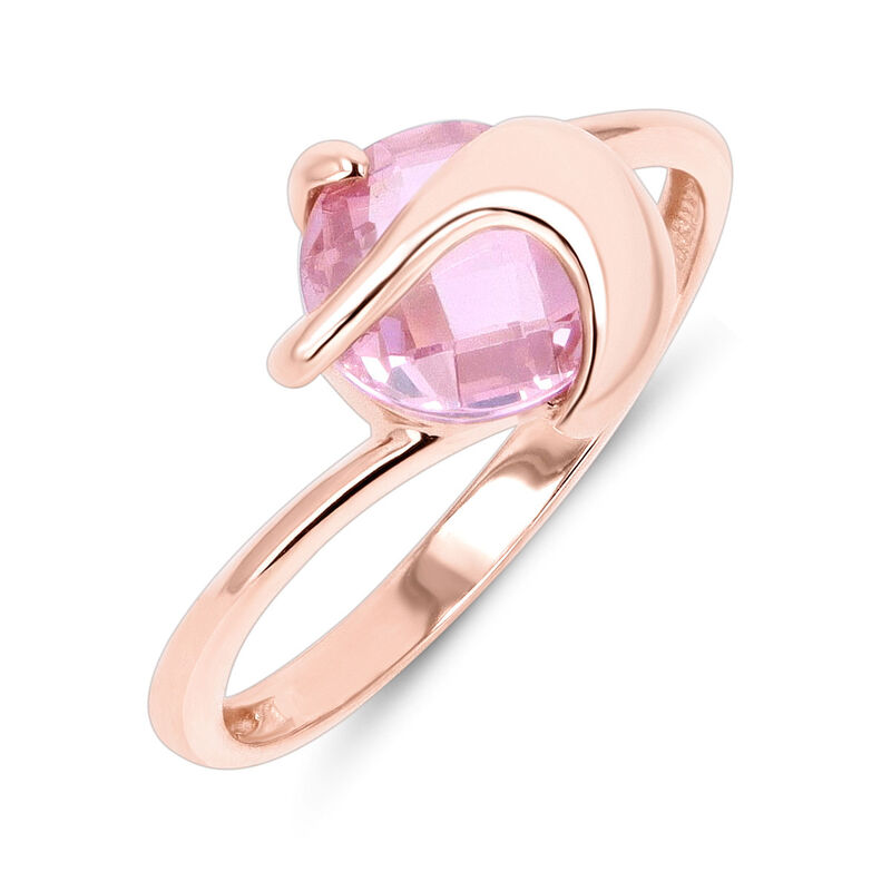 Anillo Promesa De Oro Rosa 14k Con Zirconia Ros... image number null