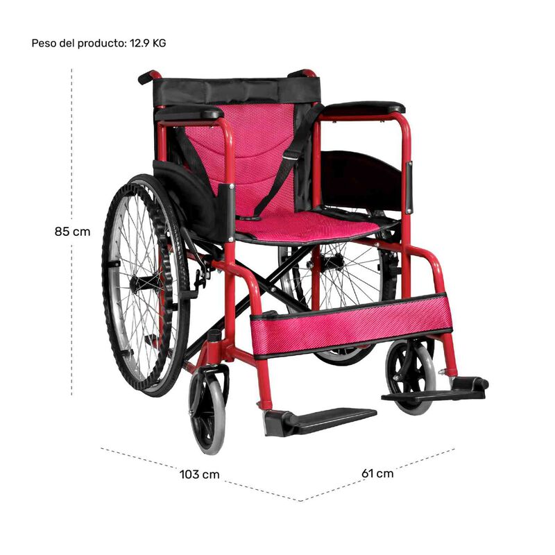 Silla De Ruedas Ligera 23 Pulgadas Plegable Alu... image number null