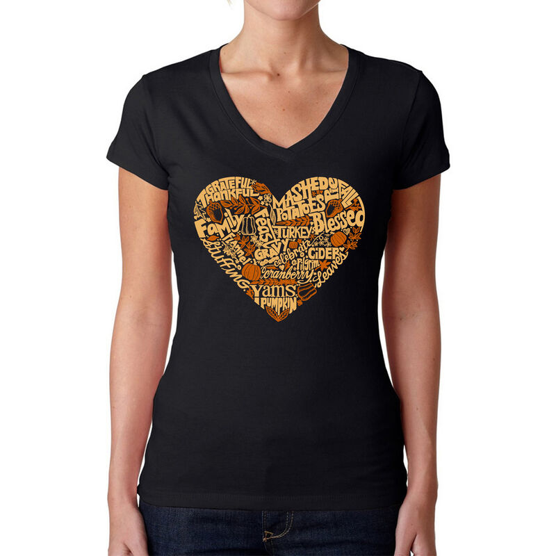 Camiseta De Cuello En V Word Art Para Mujer - C... image number null