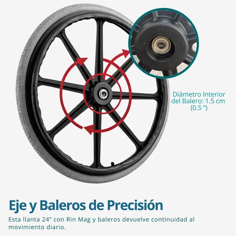 Llanta 24&rdquo; para Silla de Ruedas Rin Mag con Bal... image number null