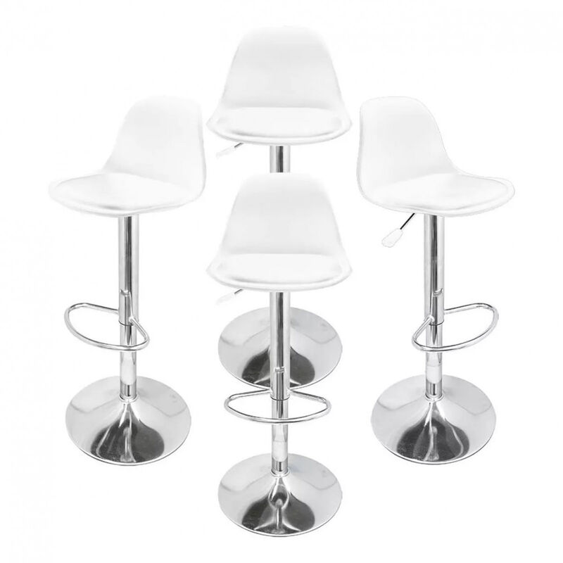 Set de 4 Sillas Altas Bar Giratorias Blancas image number null