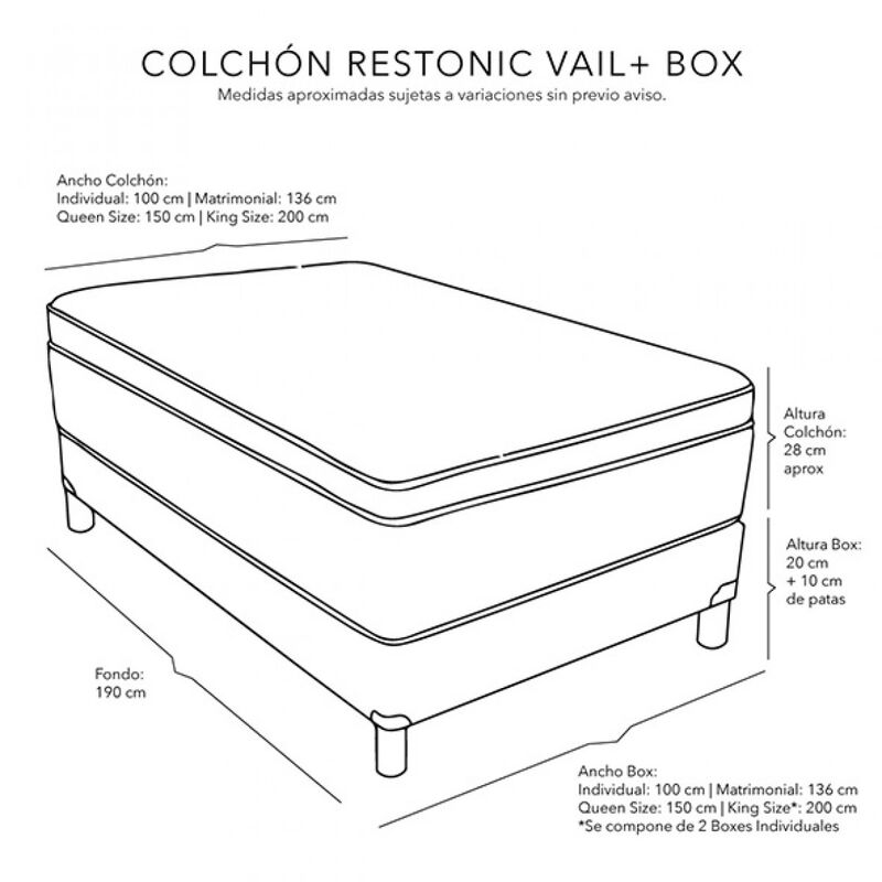 Colchón Individual Restonic Vail+Almohada Dicas... image number null