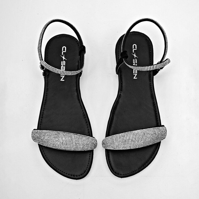 Clasben sandalia piso para mujer plata negro co... image number null
