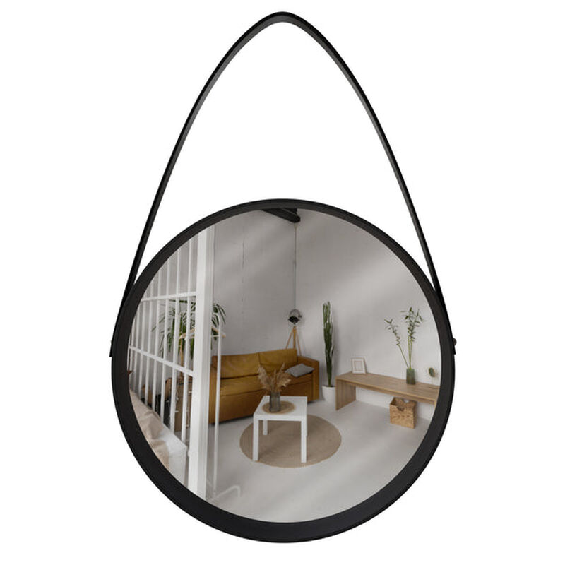 Espejo Circular Con Correa Ideen Color Negro image number null