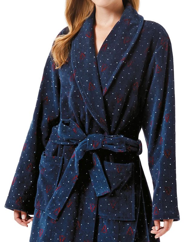 Albornoz Rizo Estampado Azul Marino image number null